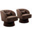 Fauteuil demi-tonneau pivotant en velours côtelé avec dossier rayé, siège d'appoint rond moelleux pour le salon-1331599430-1331599433