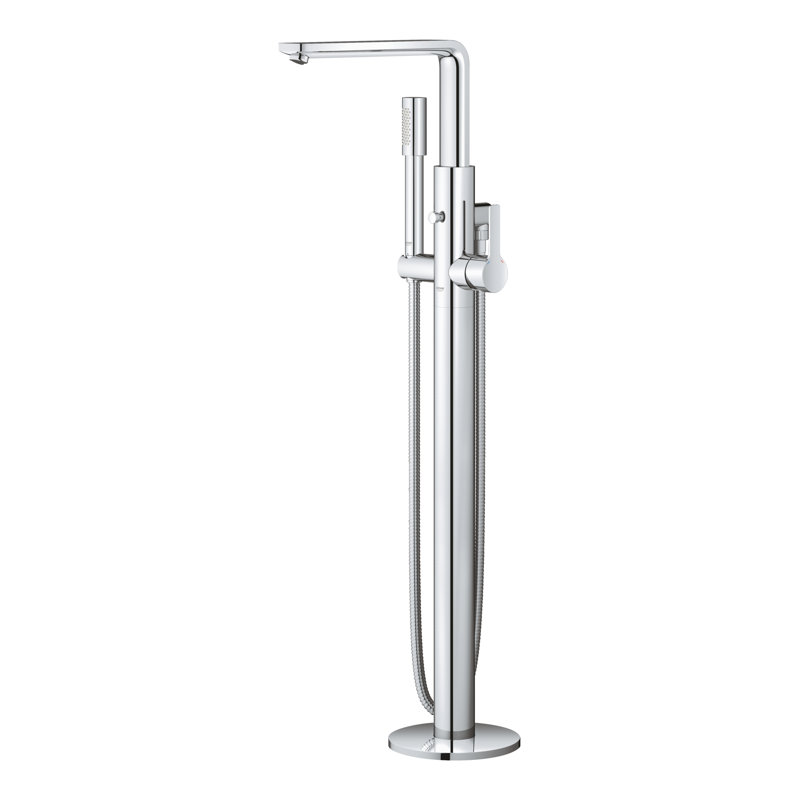 Lineare Single Handle Floor Mounted Tub Filler with Handshower, Starlight