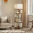 4-Tier Rotating Floor Lamp Bookcase with 360° Rotating Wheels, Multi-functional Corner Shelf with 3-Color Lighting