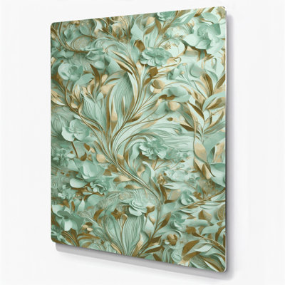 Abstrait floral vert 50, art mural en métal