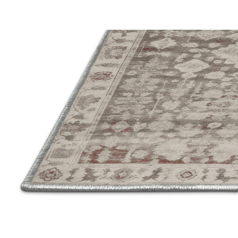 Machine Washable Overdyed Beige Area Rug, Rectangle 7' x 9'