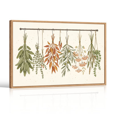 Ensemble de 1 tableau sur toile représentant le séchage des herbes