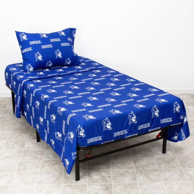 NCAA Sheet Set, Queen Sheet Set + Fitted Sheet + Pillowcase, Duke