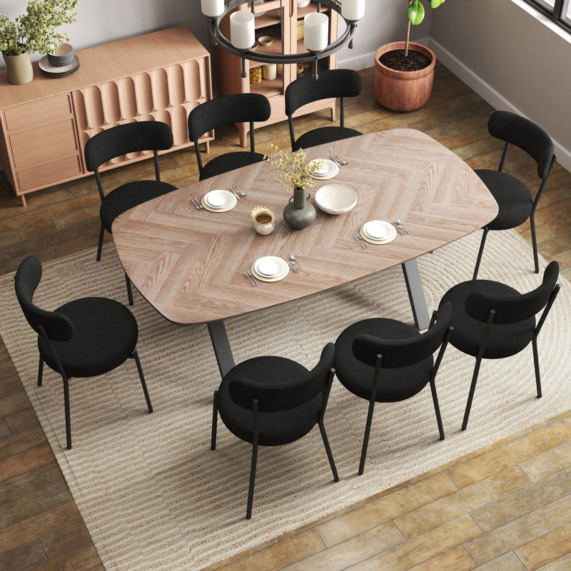 Ensemble de salle à manger à piédestal 71 po pour 6-8, 9, Black