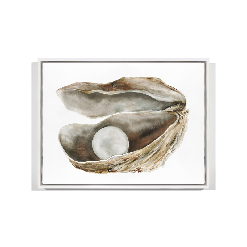 Oyster 4, White Floater Framed, 23" H x 31" W