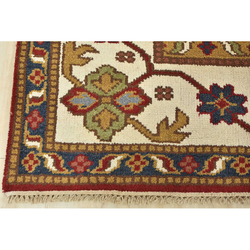 Tapis oriental rouge en laine noué à la main Nabeel