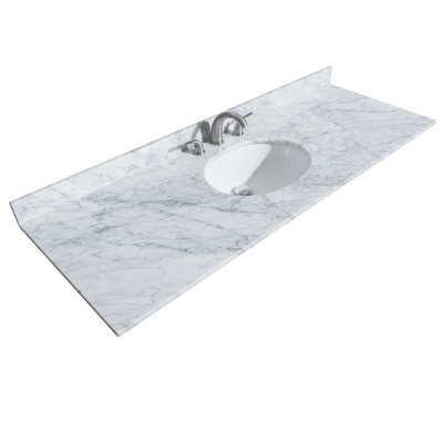 Plateau de meuble-lavabo simple 60 po en blanc avec lavabo