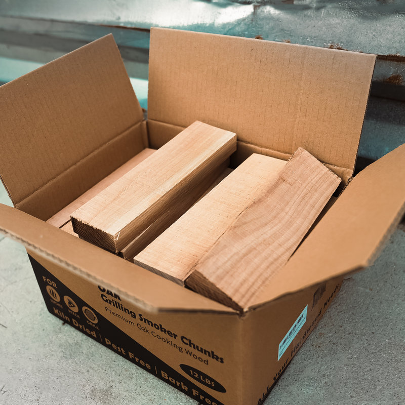 CONSDAN Wood Chips for Smoker, USA Grown Oak Pizza Oven Wood, BBQ Cooking Natural Wood Chunks, 13'' H x 11'' W x 9'' D