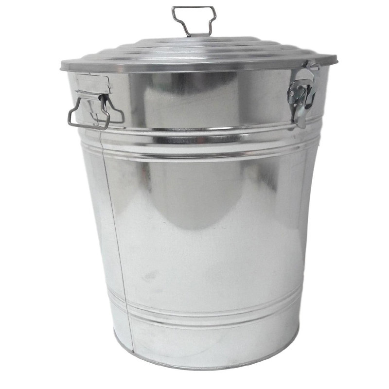 Bac de recyclage en acier émaillé galvanisé, H 19 po x l 15 po x P 15 po, Étain