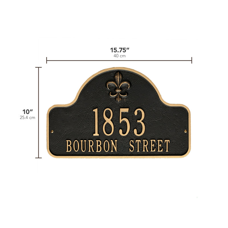 Fleur de Lis Address Plaque, Black/Gold, Yes