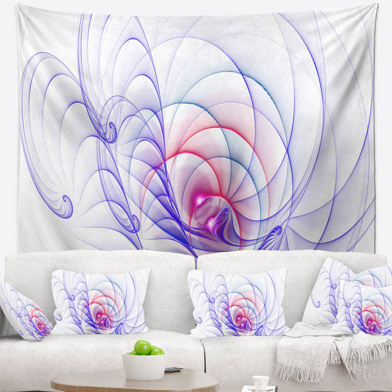 Tapisserie d’illustration artful bleu abstract 3d, H 32 po x l 39 po