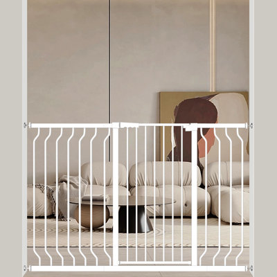 Barrière de sécurité réglable pour animaux de 40,55 po de hauteur - Barrière de sécurité en métal à fixation automatique, à fermeture automatique, pour portes larges blanc