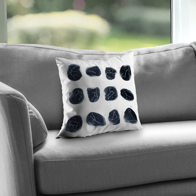 Constellations Throw Pillow - Astronomy Decor | White – Poly Twill Throw Pillow with Insert, Double-Sided Print