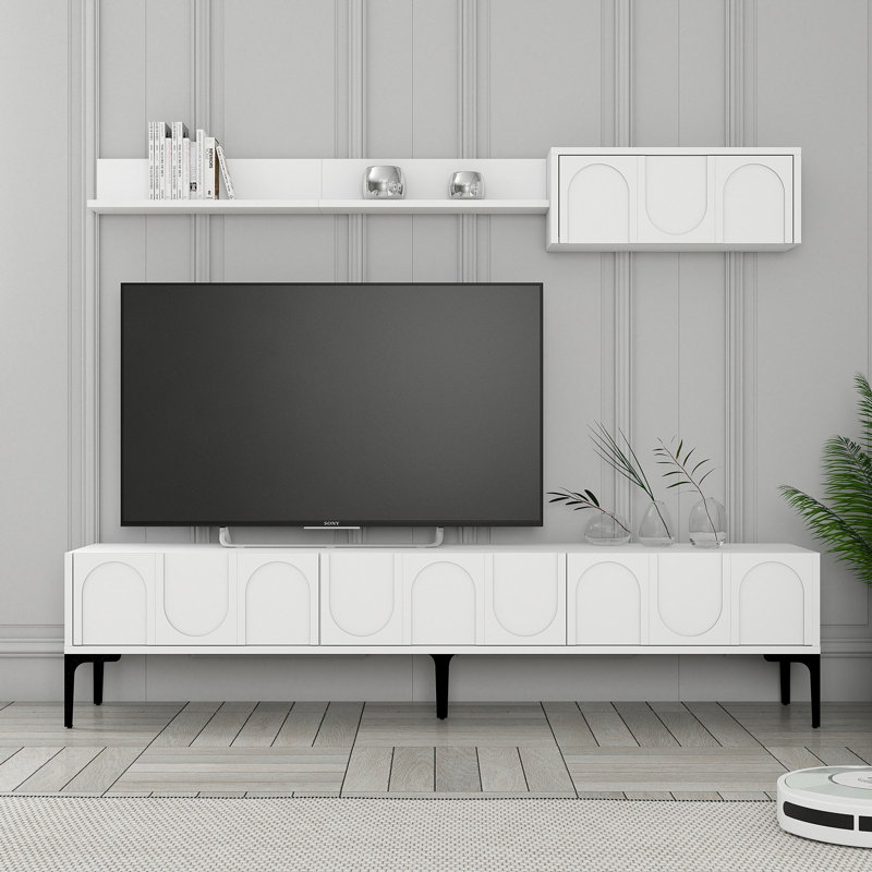 Keikei Unfinished TV Stand, White/Black