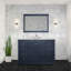 Meuble-lavabo simple bleu marine 48 po X P 22 po D, dessus en marbre de Carrare et ensemble de robinet