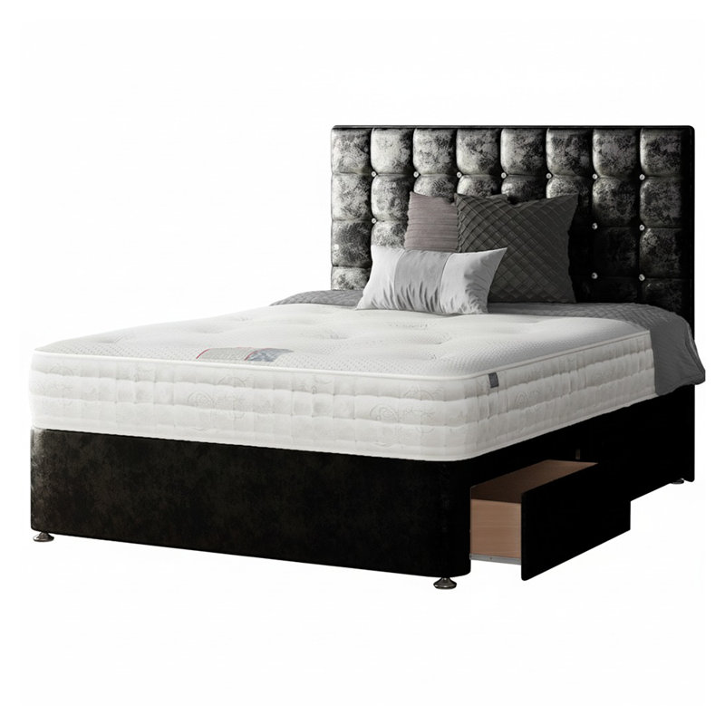 Galarza Divan Bed Base, Single (3'), 2 Right Drawers, Black