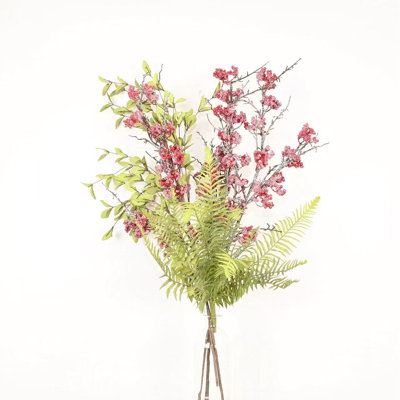 36" Artificial Winter Frosted Flower Cluster Floral Arrangement For Vase Filler, Farmhouse Twig Greenery Fern Foliage Branch Long Stem Floral Bulk Bouquet For Wedding Christmas Party Home Office Table Centerpiece Shelf Decorations