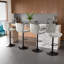Tabouret de bar pivotant à hauteur réglable pour animaux de compagnie avec dossier, tissu technique résistant aux égratignures, repose-pieds et base en métal noir - Chaise de bar durable pour îlot de cuisine, bar de salle à manger, propriétaires d-1797406738-1806675158