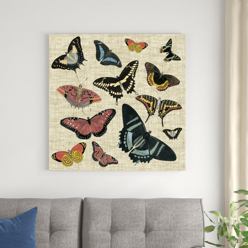 Papillons et lin II, H 36 po x l 36 po x P 1 po