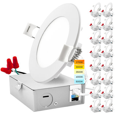 4'' Selectable Color Temperature Dimmable Air-Tight IC Rated LED Canless Recessed Lighting Kit