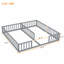 Structure de lit double simple avec clôture, garde-corps, sans porte, gris-433559289