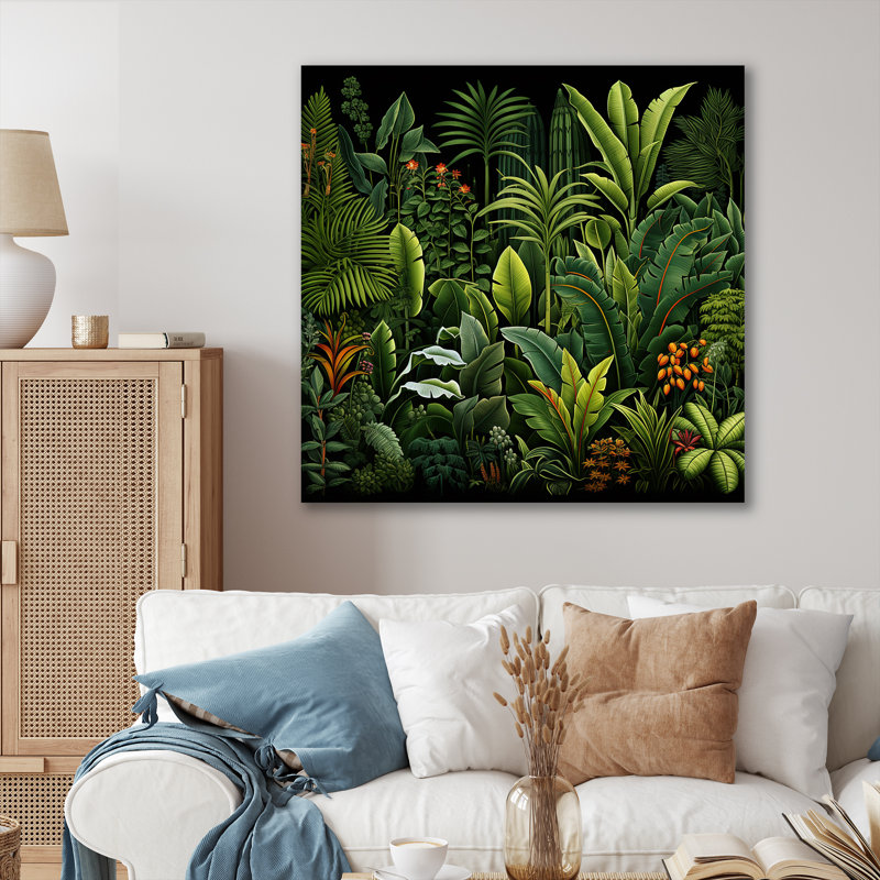Rainforest Jungle Plants Landscape 3 - Jungle, art mural, Toile tendue, H 36 po x l 36 po x P 1,5 po
