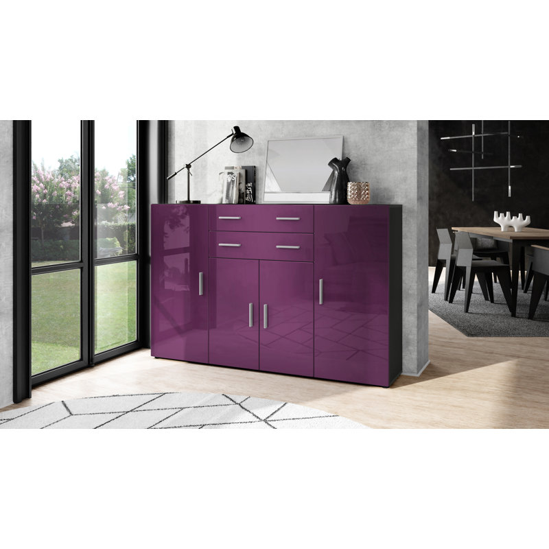Mccammon 166 Cm Wide 2 Drawer Highboard, Blackberry High Gloss