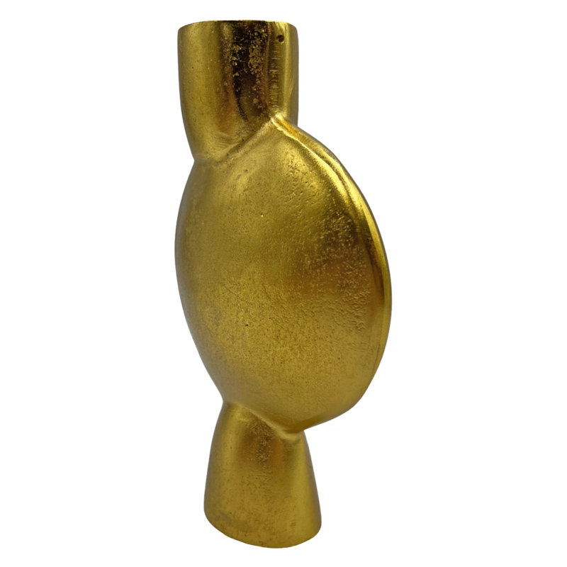 Vase de table en aluminium fait à la main Arcus, Or, H 8,5 po x l 6 po x P 2 po
