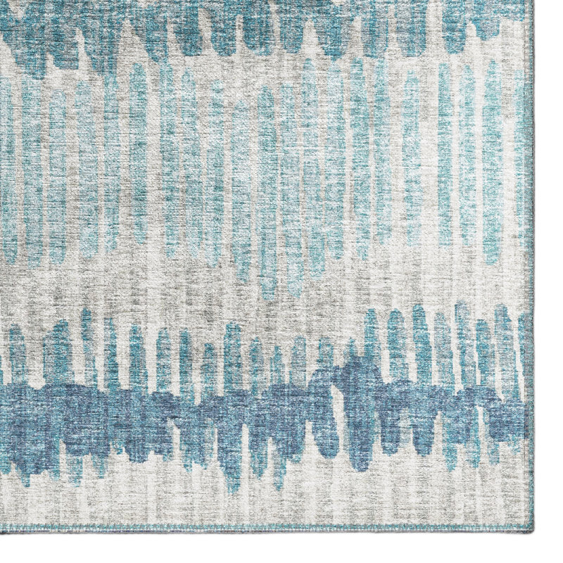 Blue Chenille Flat Woven Non-Slip Rectangular Rug 3' x 5'