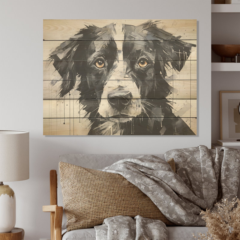Sarabi Dog Portrait - Dog Wood Wall Art On Natural Pine Wood, 30" H x 40" W