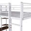 Lit mezzanine double en métal avec 2 tablettes et 1 bureau, blanc-46120728