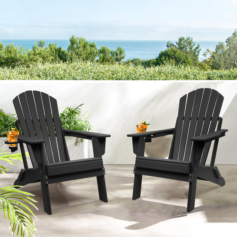 Chaise Adirondack pliante Carbondale, Noir, noir, noir, noir