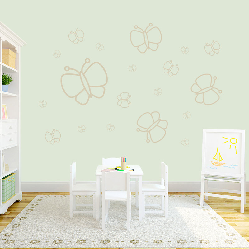 Adhésif décoratif papillons Harty, Beige clair