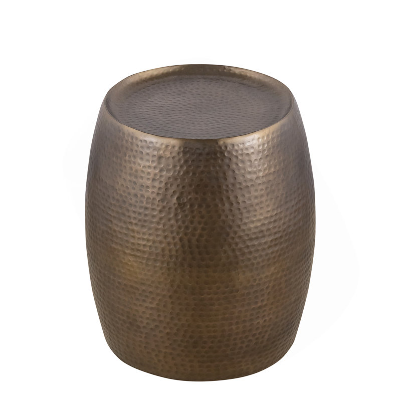 Table de bout, table d'appoint moderne et moderne en aluminium martelé à la main avec finition en aluminium antique de 21 po de hauteur