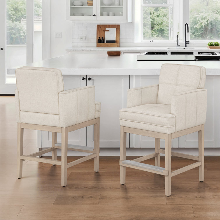 Upholstered 27'' Counter Height Bar Stool With Solid Wood Frame