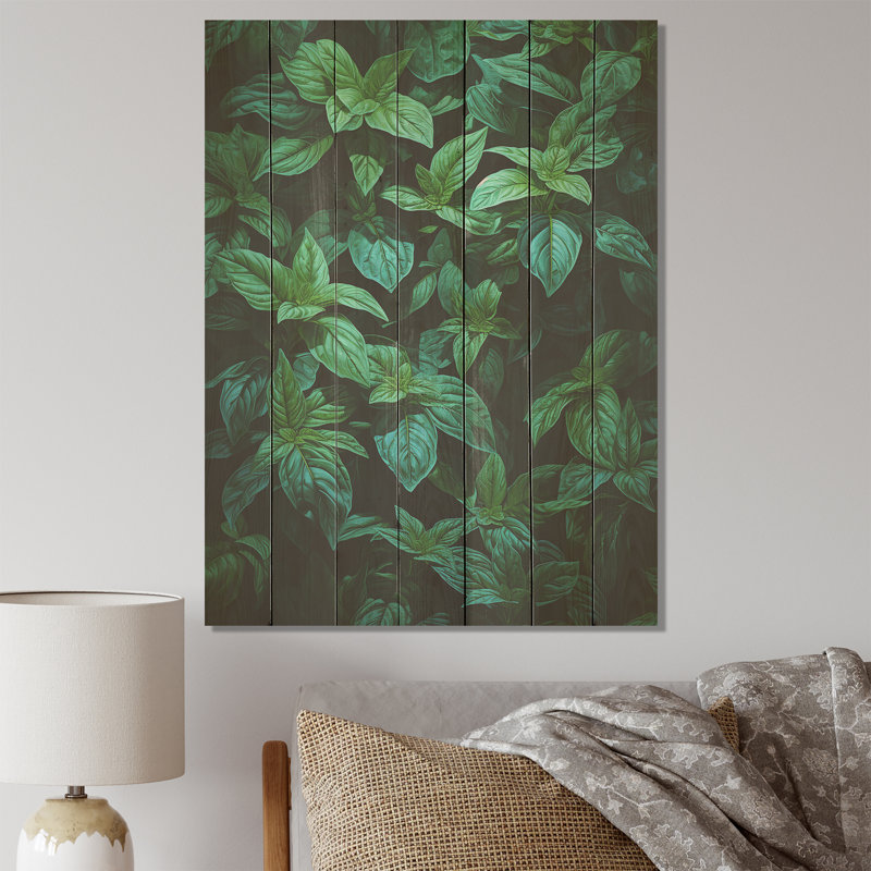 Herbes à la menthe poivrée brise 5 - Herbes florales sur bois, H 20 po x l 10 po