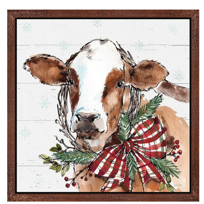 Christmas Cow by Anne Tavoletti - Painting on Canvas