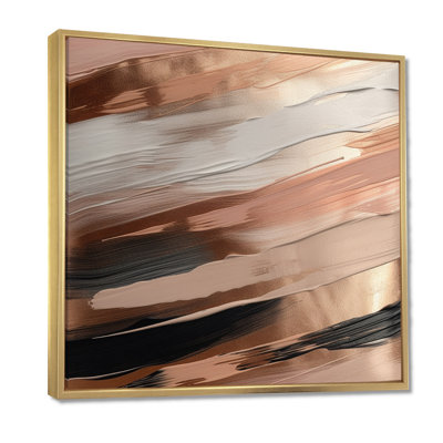 Rosegold And Pink Forms In Contemporary II - Abstract Canvas Print