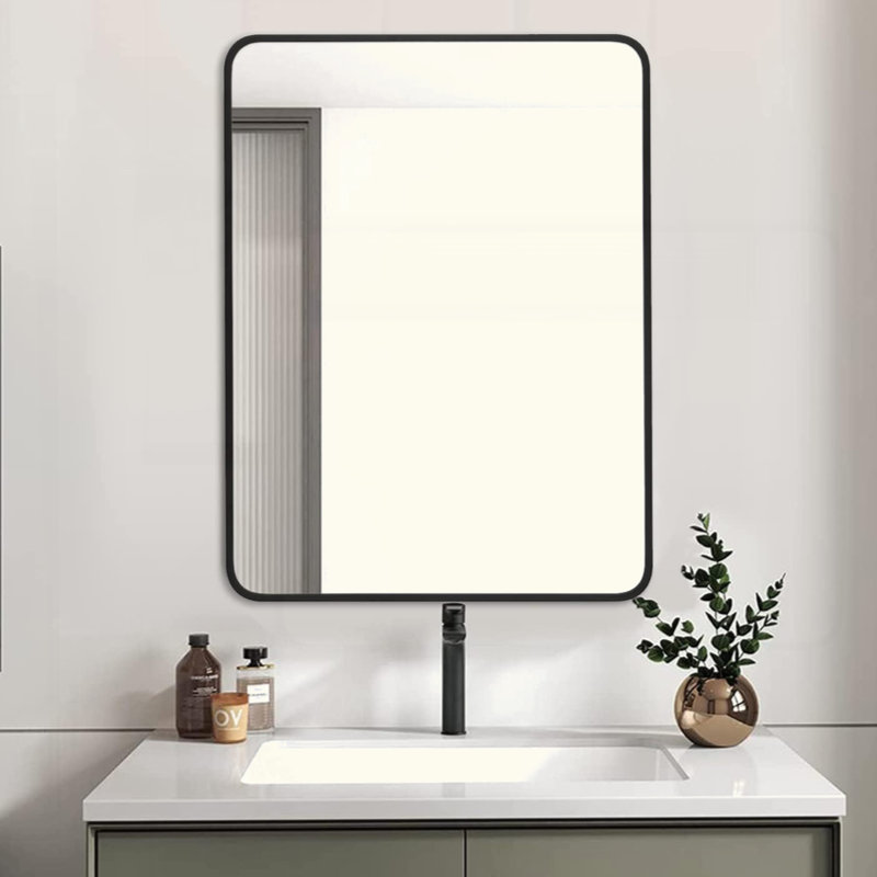 Miroir mural pour salle de bain, Noir, 32 po x 24 po