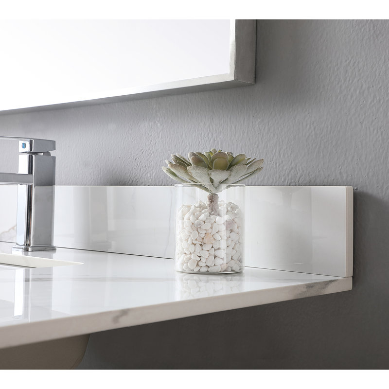 43X22 Bathroom Sintered Stone Vanity Top With Ceramic Sink And Fine Workmanship Polished Surface
