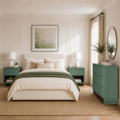 Elara Contemporary 3-Piece Bedroom Set in Sage Green