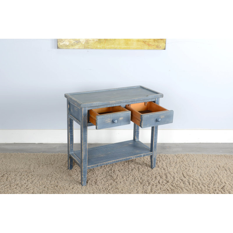 Haralson 33'' Solid Wood Console Table, Ocean Blue