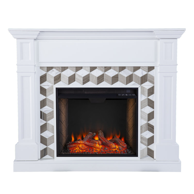 Darvingmore Criss Cross Fireplace with Geometric Tile Mantal