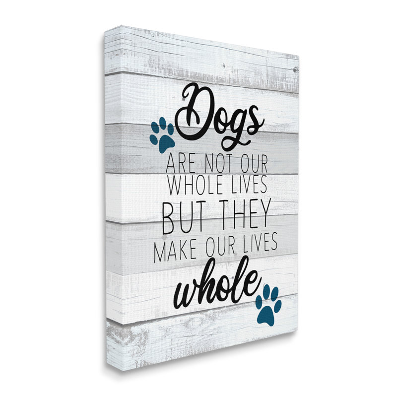 «Dogs Make Our Lives Whole Paw Icon» sur fond rayé Kim Allen, Toile tendue, H 16 po x l 20 po