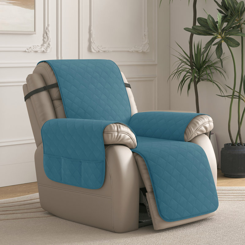 Housse matelassée et réversible pour fauteuil inclinable, Bleu vert, Petit: H 91 po x l 25 po x P 22 po