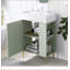 Meuble-lavabo vert 21,6 po, armoire combinée, meuble de rangement pour salle de bain, lavabo simple en céramique, rangement sur le côté droit