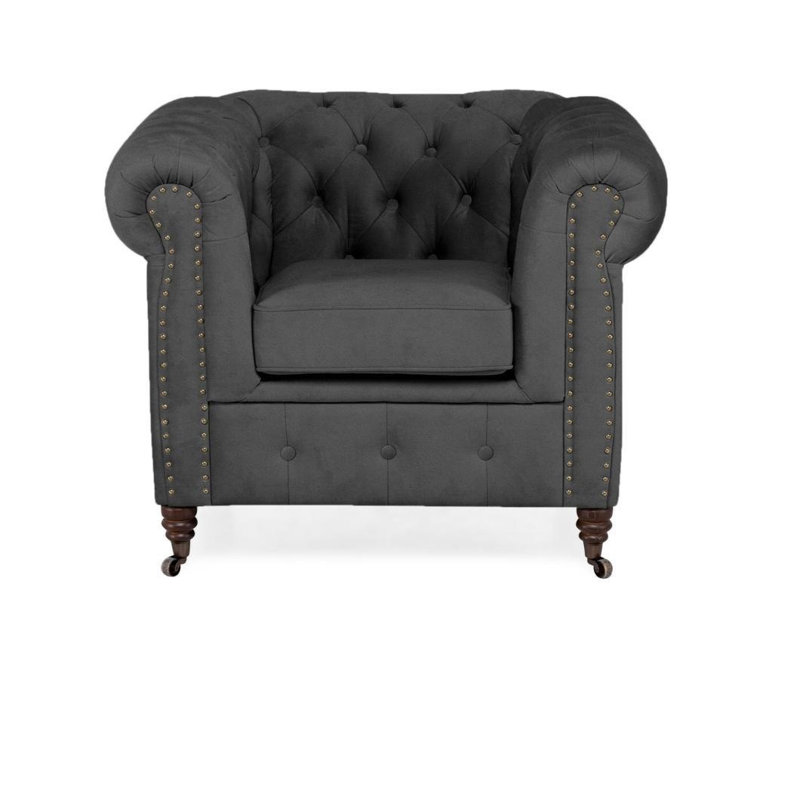 Americus Velvet Armchair, Dark Grey