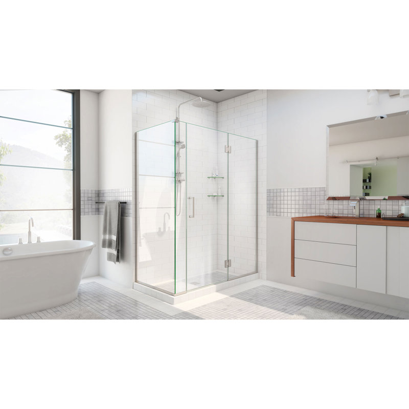 Cabine de douche à charnière 40,5 "x 72" Unidoor-X, Nickel brossé