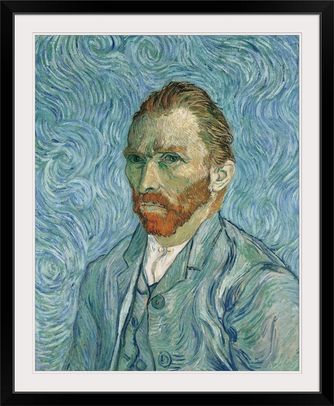 «Autoportrait, 1889, musée d'Orsay, Paris, France» par Vincent Van Gogh - reproduction de cadre photo, Cadre noir