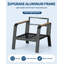 Ensemble de conversation de patio gris en aluminium avec table basse - 4 sièges, coussins lavables toutes saisons pour terrasse / balcon / piscine